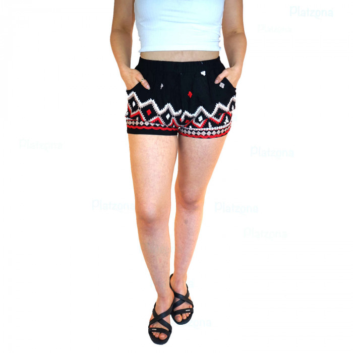  Summer Trousers Shorts Trousers Leisure Beach  black embroidered